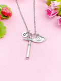 Silver Otoscope/Ophthalmoscope and Eye Charm Necklace, ENT Eye Doctor Otolaryngologists Gift, N6974
