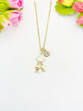 18K Gold Plated Fish Hook Cubic Zirconia Pendant Necklace, Dainty Fishing Jewelry