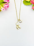 18K Gold Plated Fish Hook Cubic Zirconia Pendant Necklace, Dainty Fishing Jewelry