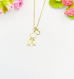 18K Gold Plated Fish Hook Cubic Zirconia Pendant Necklace, Dainty Fishing Jewelry