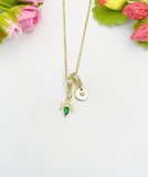 18K Gold Plated Green Spider Cubic Zirconia Pendant Necklace, Dainty Gift for Her, N6977G