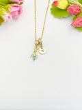 18K Gold Plated Teal Spider Cubic Zirconia Pendant Necklace, Dainty Whimsical Jewelry