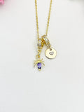 18K Gold Plated Purple Spider Cubic Zirconia Pendant Necklace, Dainty Gift for Her, N6977TB