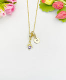 18K Gold Plated Purple Spider Cubic Zirconia Pendant Necklace, Dainty Gift for Her, N6977TB