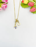 18K Gold Plated Purple Spider Cubic Zirconia Pendant Necklace, Dainty Gift for Her, N6977TB