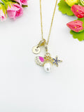 18K Gold Plated Starfish Shell Cubic Zirconia Pendant Necklace, Beachy Gift for Her, N6978