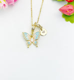 18K Gold Plated Butterfly Cubic Zirconia Pendant Necklace, Dainty Gift for Her, N6979