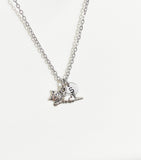 Silver Cat Charm Necklace with Initial, Dainty Personalized Gift for Cat Lovers, N976