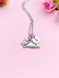 Silver Cat Charm Necklace with Initial, Dainty Personalized Gift for Cat Lovers, N976