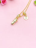 Gold Coffee Cup Necklace with Cubic Zirconia Bail and Initial Pendant, N6794