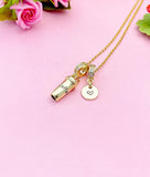 Gold Coffee Cup Necklace with Cubic Zirconia Bail and Initial Pendant, N6794