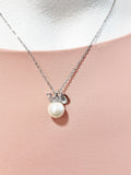 Crown Shell Pearl Pendant Silver Necklace, Elegant Dainty Ocean Gift for Her, N6985