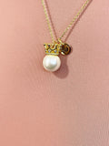 Gold Crown Shell Pearl Pendant Necklace, Elegant Dainty Ocean Gift for Her, N6985G
