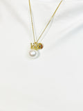 Gold Crown Shell Pearl Pendant Necklace, Elegant Dainty Ocean Gift for Her, N6985G