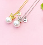 Gold or Silver Crown Shell Pearl Pendant Necklace, Elegant Dainty Ocean Gift, N6985M
