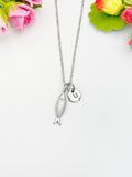 Silver Fish Pendant Necklace, Minimalist Stainless Steel Ocean Gift for Her, N6987