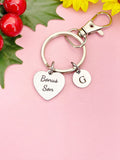 Bonus Son Silver Heart Keychain – Meaningful Gift for Loved Ones, D616