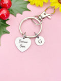 Bonus Son Silver Heart Keychain – Meaningful Gift for Loved Ones, D616