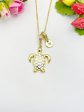 18K Gold Plated Sea Turtle Pendant Necklace, Dainty Ocean Gift for Her, N6990