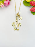 18K Gold Plated Sea Turtle Pendant Necklace, Dainty Ocean Gift for Her, N6990