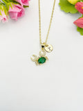 18K Gold Plated Green Crab Pendant Necklace, Ocean Gift for Her, N6991