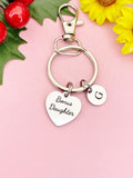 Bonus Daughter Silver Heart Keychain – Sweet Gift for Her from Family, D621