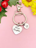 Bonus Daughter Silver Heart Keychain – Sweet Gift for Her from Family, D621