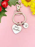 Bonus Daughter Silver Heart Keychain – Sweet Gift for Her from Family, 621