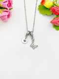 Silver Butterfly Cubic Zirconia Charm Necklace, Dainty Personalized Gift, N6992