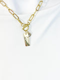 Domino Gold Stainless Steel Toggle Paperclip Chain Necklace – Modern Lucky Charm Jewelry, N622