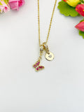 16K Gold Plated Tiny Pink Butterfly Cubic Zirconia Charm Necklace, Dainty Personalized Gift, N6993