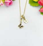 16K Gold Plated Tiny Black Butterfly Cubic Zirconia Charm Necklace, Dainty Personalized Gift, N6995