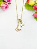 16K Gold Plated Tiny Butterfly Cubic Zirconia Charm Necklace, Dainty Personalized Gift, N6996