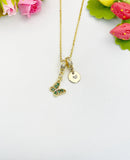 16K Gold Plated Tiny Green Butterfly Cubic Zirconia Charm Necklace, Dainty Personalized Gift, N6997