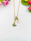 16K Gold Plated Tiny Green Butterfly Cubic Zirconia Charm Necklace, Dainty Personalized Gift, N6997