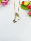 16K Gold Plated Tiny Blue Butterfly Cubic Zirconia Charm Necklace, Dainty Personalized Gift, N6998