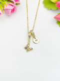 16K Gold Plated Tiny Colorful Butterfly Cubic Zirconia Charm Necklace, Dainty Personalized Gift, N6999