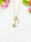 16K Gold Plated Tiny Colorful Butterfly Cubic Zirconia Charm Necklace, Dainty Personalized Gift, N6999
