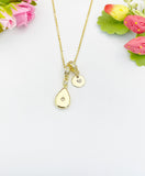 18K Gold Plated Teardrop Cubic Zirconia Charm Necklace, Dainty Personalized Gift, N7001C