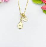 18K Gold Plated Teardrop Cubic Zirconia Charm Necklace, Dainty Personalized Gift, N7001C