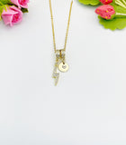 Lightning Bolt Cubic Zirconia Charm Necklace, Dainty Gold Sparkle Personalized Gift, N7005