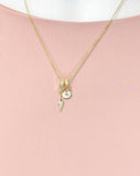 Lightning Bolt Cubic Zirconia Charm Necklace, Dainty Gold Sparkle Personalized Gift, N7005