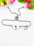 Daffodil Flower Heart Charm Silver or Gold Bracelet – Dainty Floral Gift Jewelry, N626