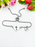 Daffodil Flower Heart Charm Silver or Gold Bracelet – Dainty Floral Gift Jewelry, N626