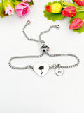 Chrysanthemum Flower Heart Charm Silver or Gold Bracelet – Dainty Floral Gift Jewelry, N627