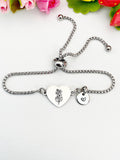 Larkspur Flower Heart Charm Silver or Gold Bracelet – Dainty Floral Gift Jewelry, N628
