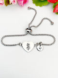Larkspur Flower Heart Charm Silver or Gold Bracelet – Dainty Floral Gift Jewelry, N628