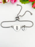 Larkspur Flower Heart Charm Silver or Gold Bracelet – Dainty Floral Gift Jewelry, N628
