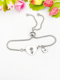 Marigold Flower Heart Charm Silver or Gold Bracelet – Dainty Floral Gift Jewelry, D629