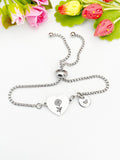 Marigold Flower Heart Charm Silver or Gold Bracelet – Dainty Floral Gift Jewelry, N629